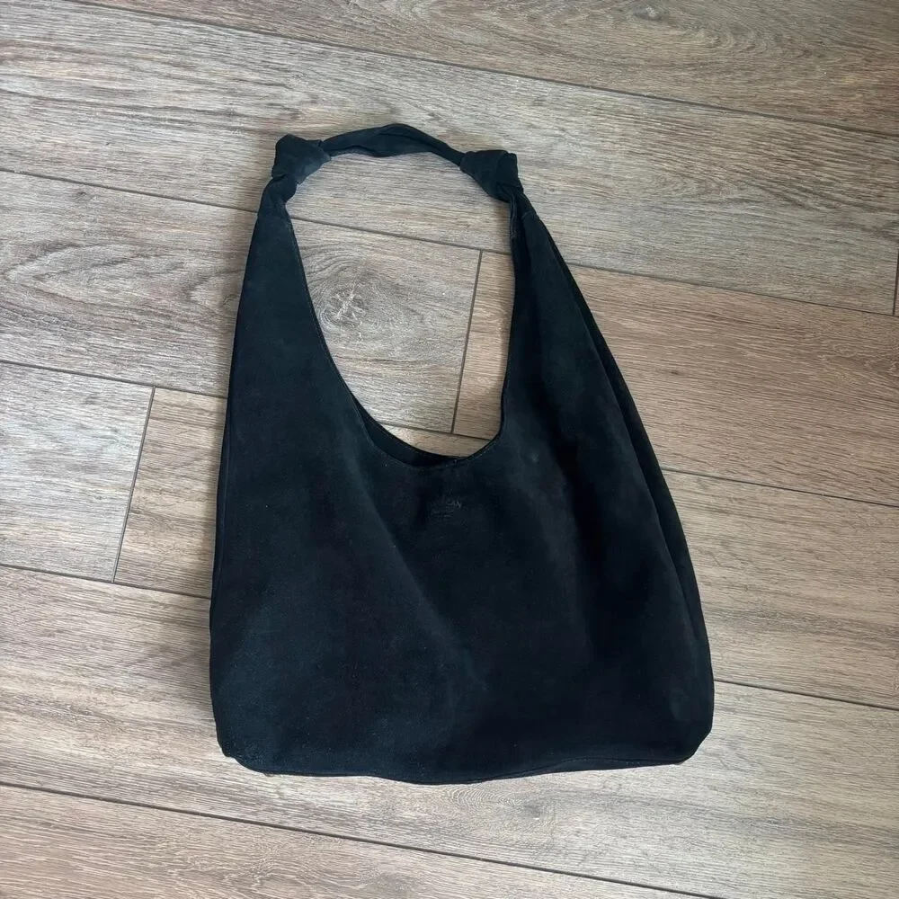 American Leather black leather hobo tote bag